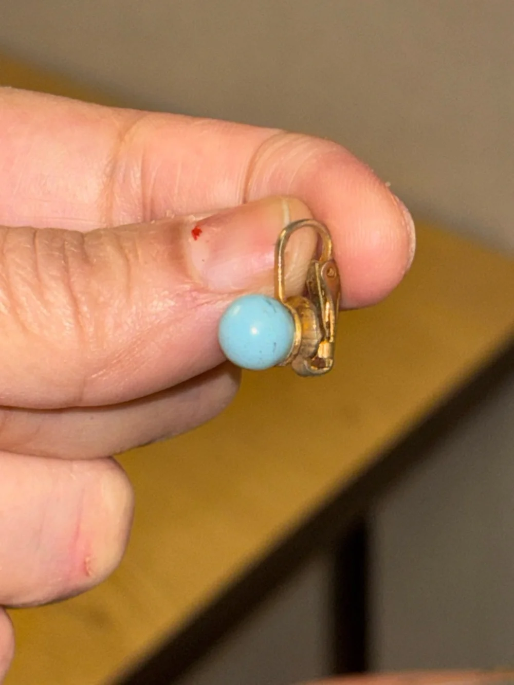 Vintage estate sale Gold-Tone Clip-On Earrings with Light Blue Beads